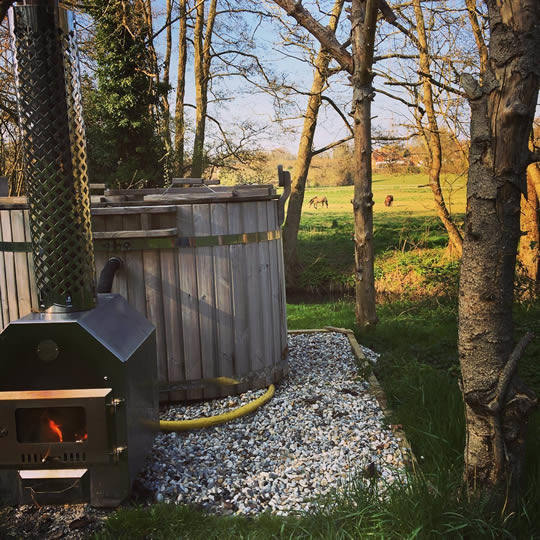 Wood fired hot tub for your glamping holiday